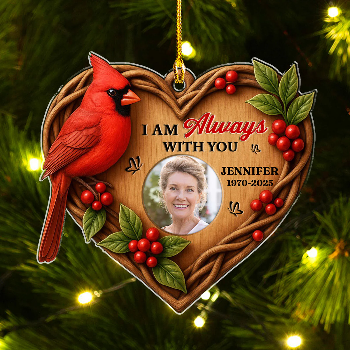 Cardinal Appear When You Are Here - Personalized Custom Acrylic Ornament - Image 3