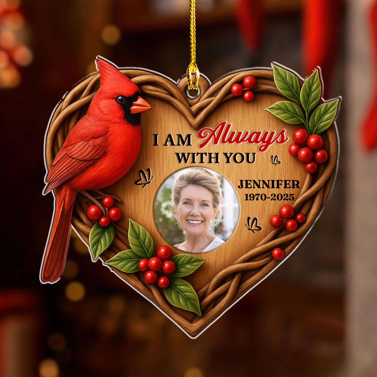 Cardinal Appear When You Are Here - Personalized Custom Acrylic Ornament - Image 4