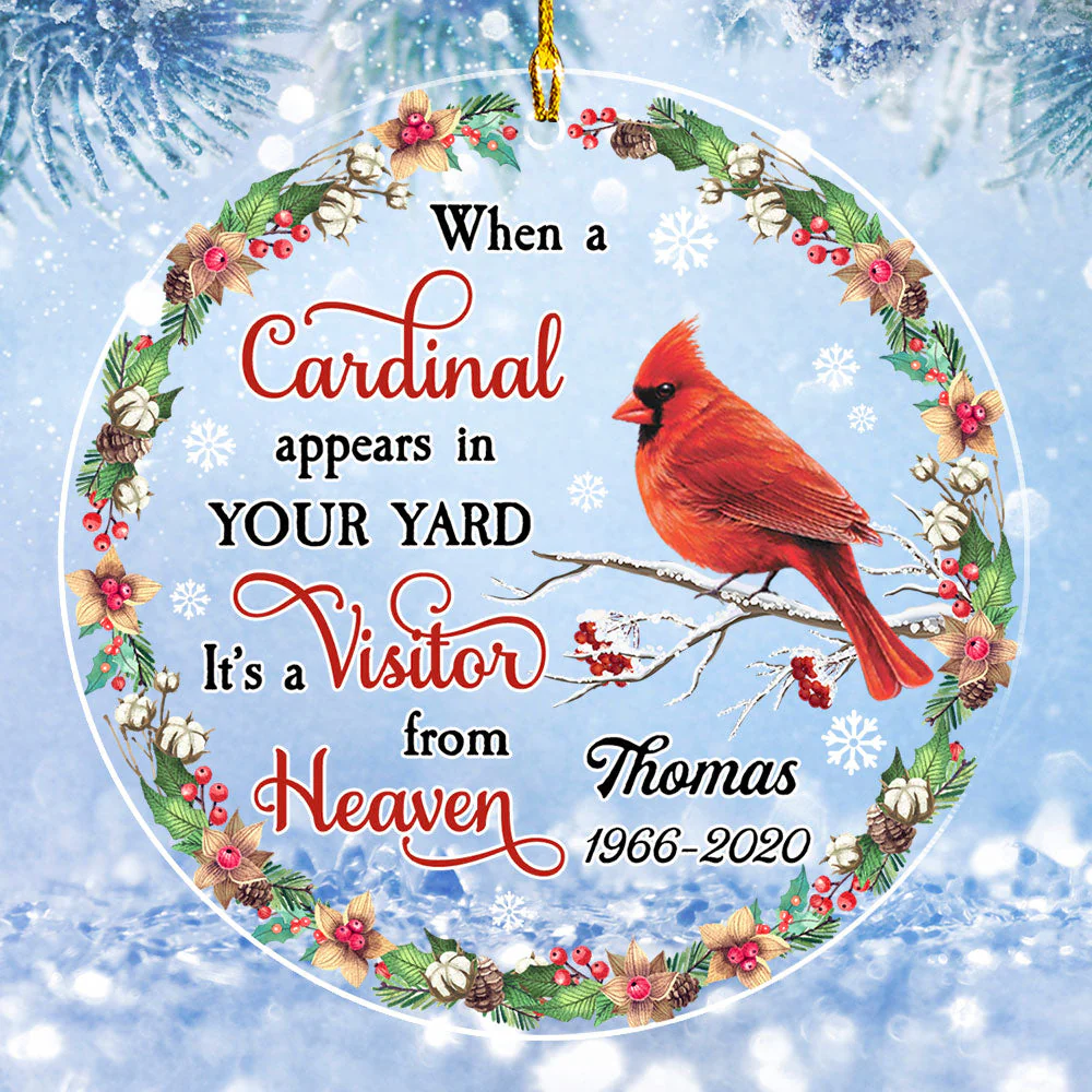 Cardinal Appears - Personalized Custom Acrylic Ornament - Image 3