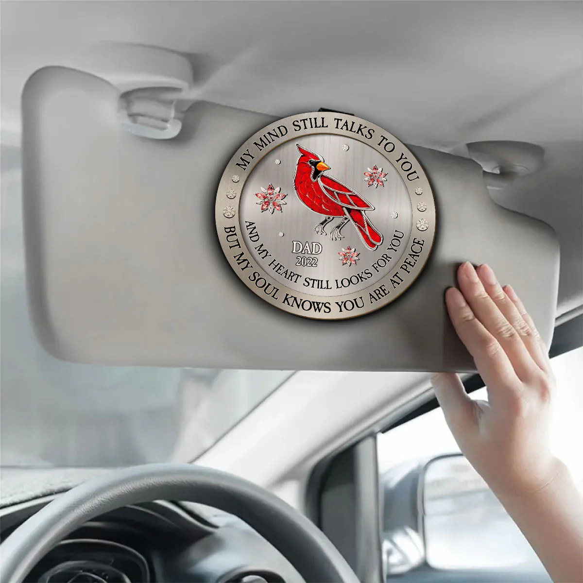 Cardinal Hummingbird My Mind My Heart My Soul - Personalized Custom Car Visor Clip - Image 3
