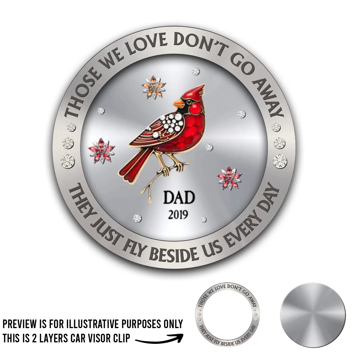 Cardinal Hummingbird Those We Love Beside Us Every Day - Personalized Custom Car Visor Clip - Image 5