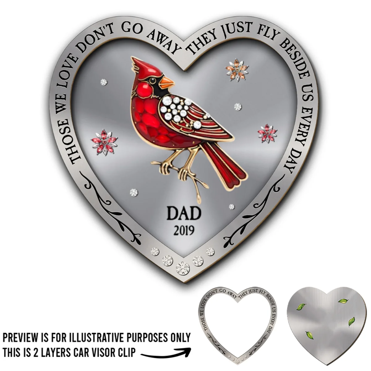 Cardinal Those We Love Fly Beside Us Everyday - Personalized Custom Car Visor Clip - Image 5