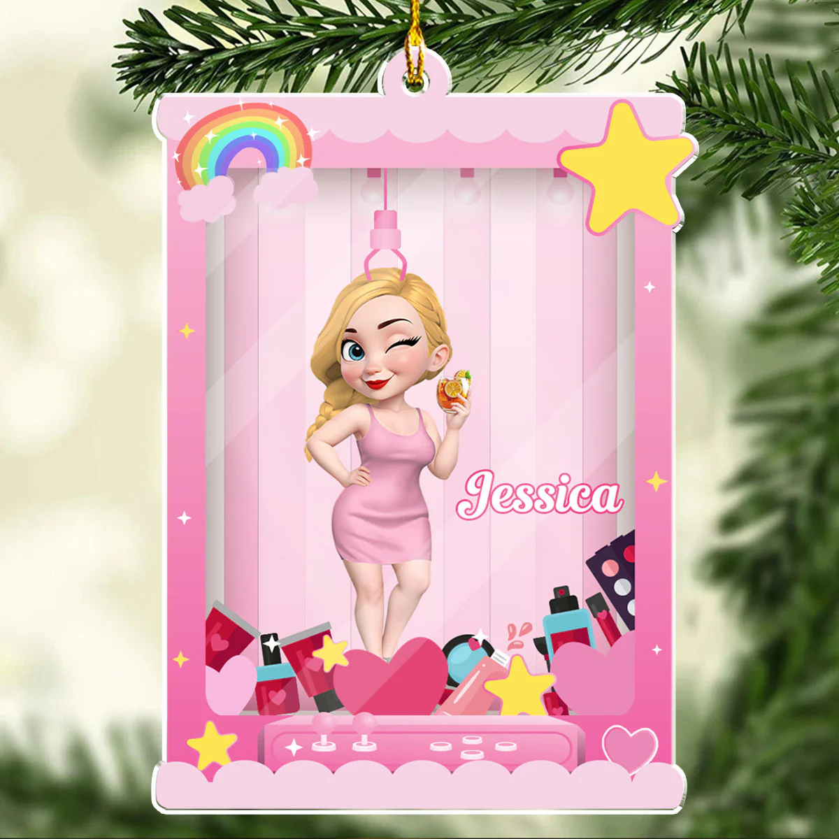 Cartoon Barbie - Personalized Custom Acrylic Ornament