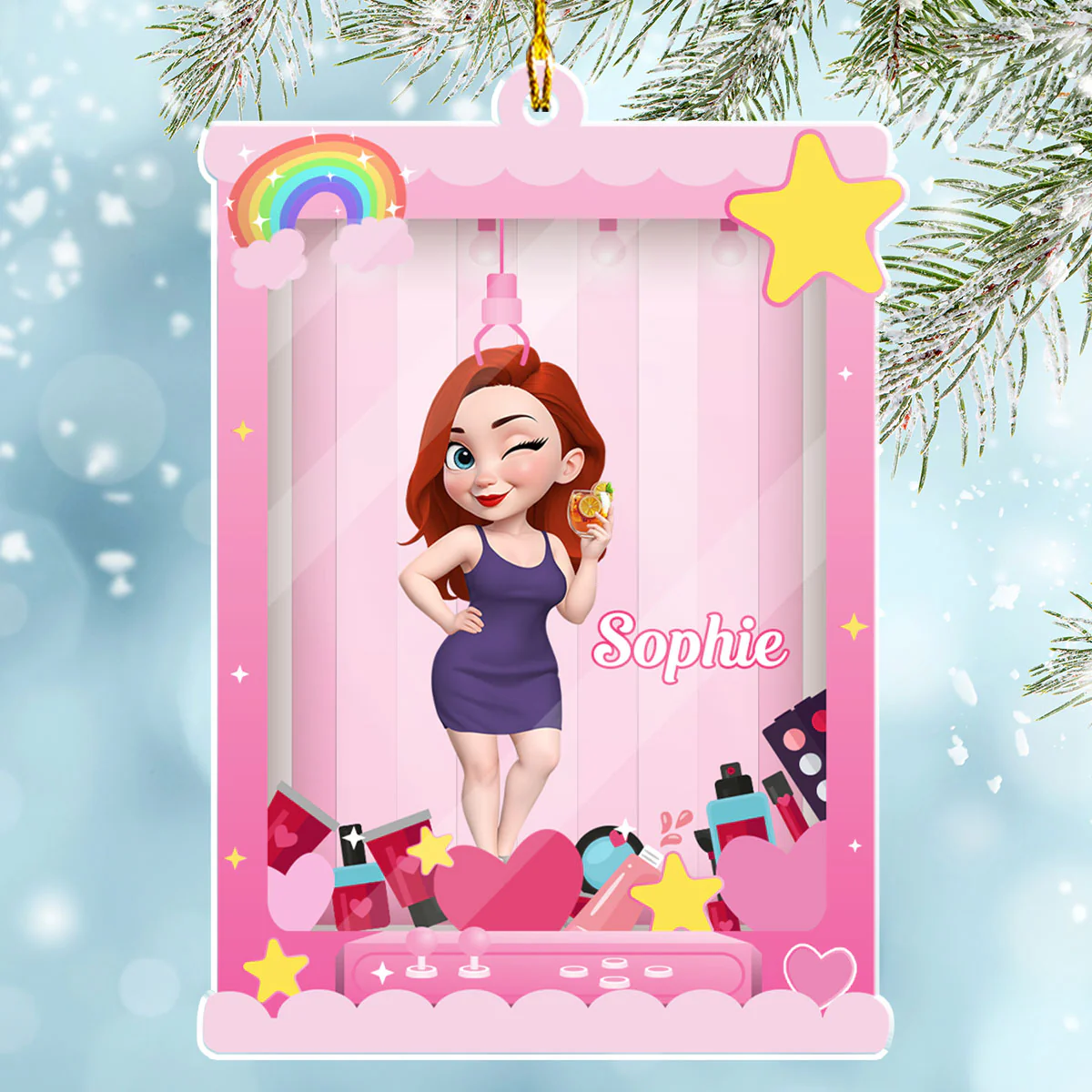 Cartoon Barbie - Personalized Custom Acrylic Ornament - Image 4
