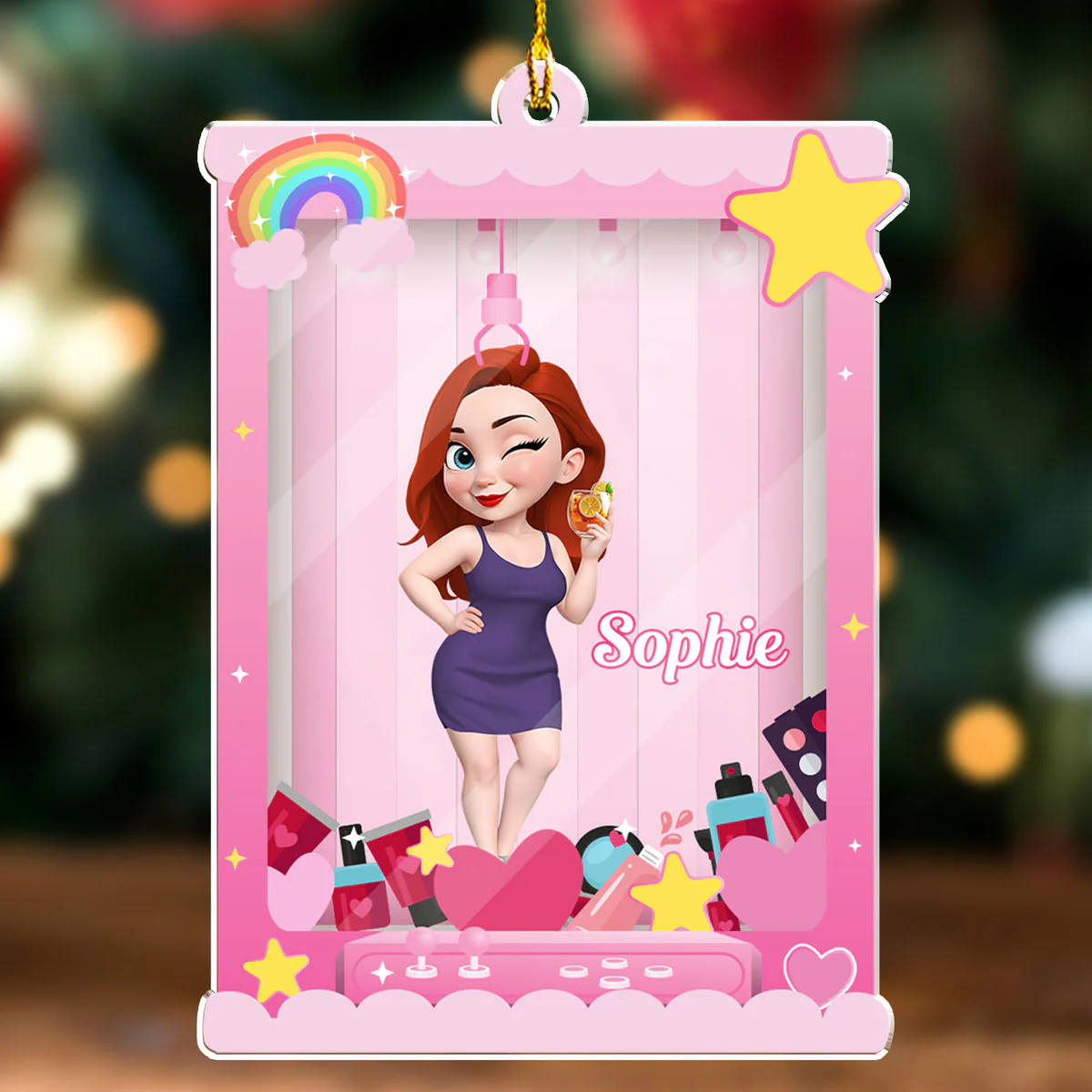 Cartoon Barbie - Personalized Custom Acrylic Ornament - Image 5