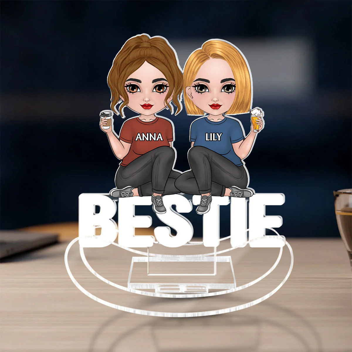 Cartoon Bestie - Personalized Custom Acrylic Shaking Stand