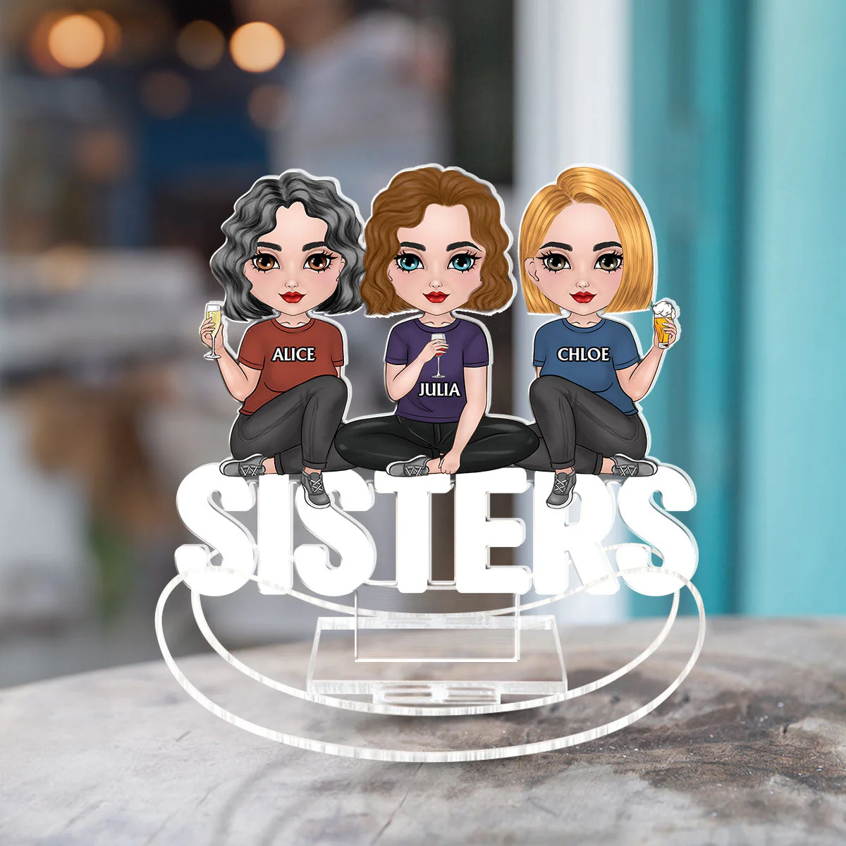 Cartoon Bestie - Personalized Custom Acrylic Shaking Stand - Image 2
