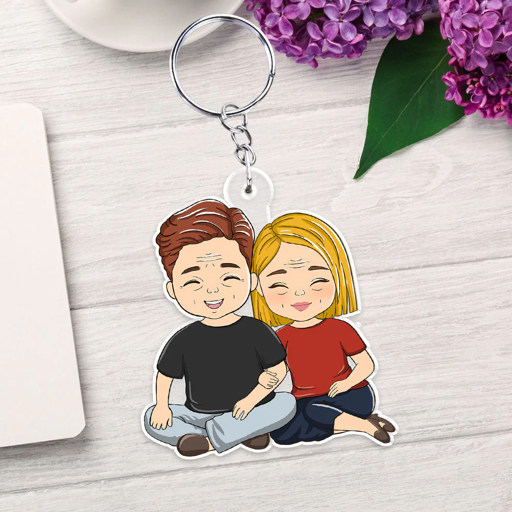Cartoon Couple - Personalized Custom Acrylic Keychain - Image 2