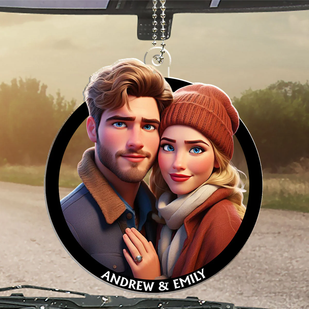 Cartoon Drive Safe My Love - Personalized Custom Car Ornament - Image 2