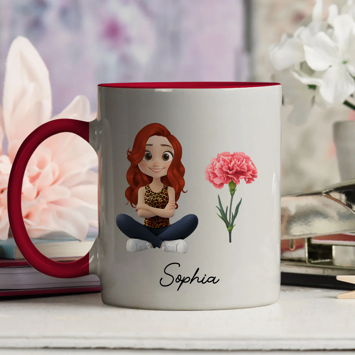 Cartoon Girl - Personalized Custom Accent Mug - Image 3