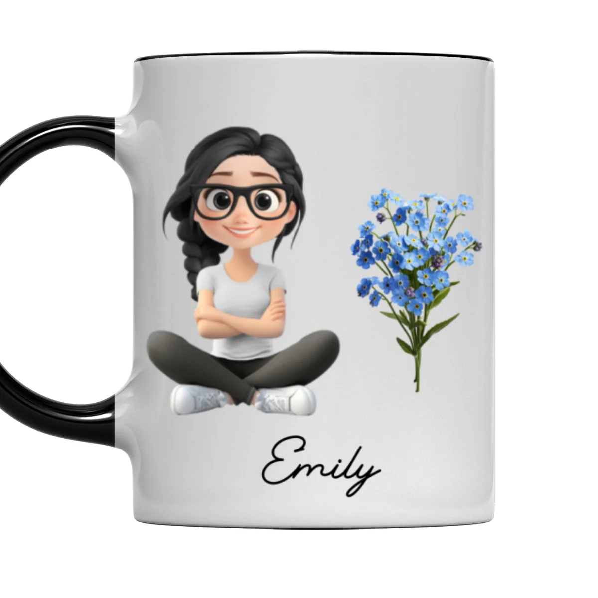 Cartoon Girl - Personalized Custom Accent Mug - Image 4