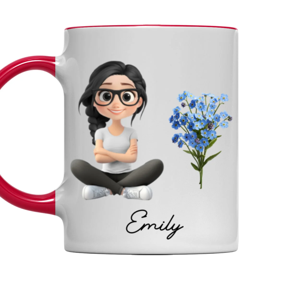Cartoon Girl - Personalized Custom Accent Mug - Image 7