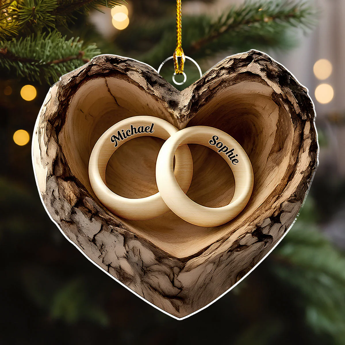 Carved In Love - Personalized Custom Acrylic Ornament - Image 2