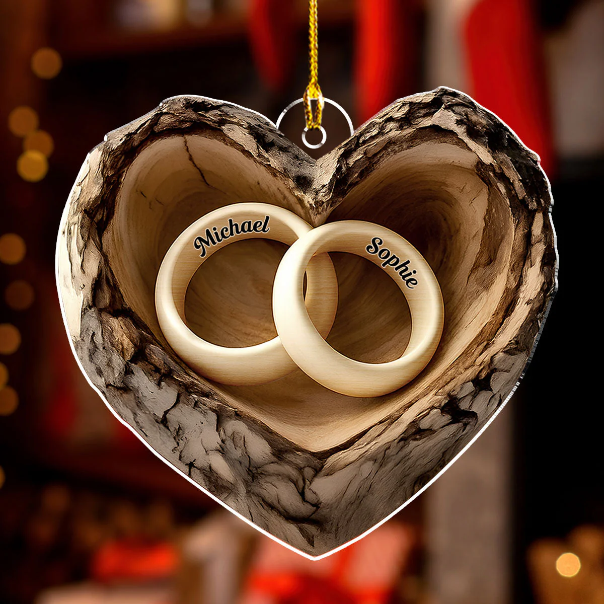 Carved In Love - Personalized Custom Acrylic Ornament - Image 5