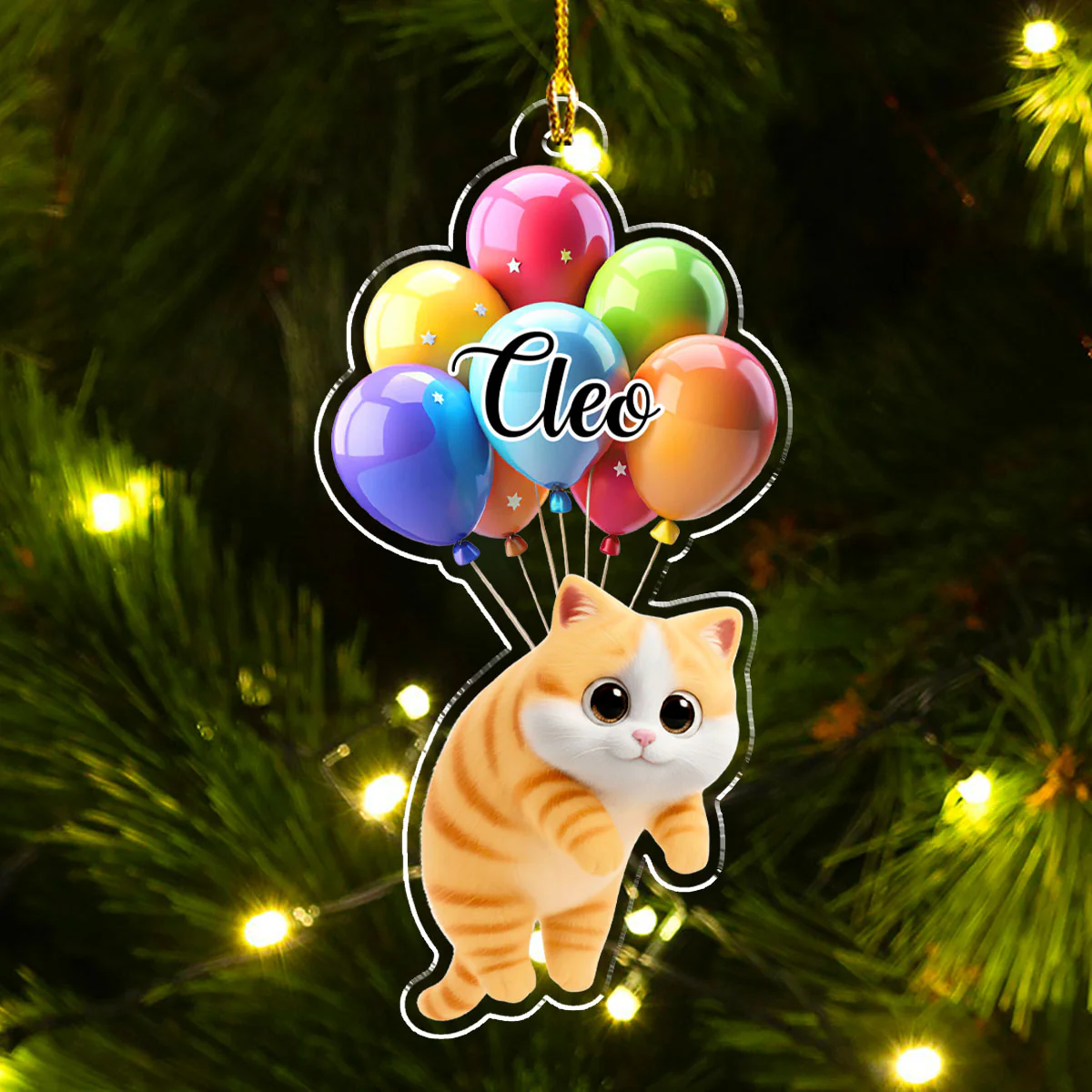 Cat Hanging Cartoon - Personalized Custom Acrylic Ornament - Image 4