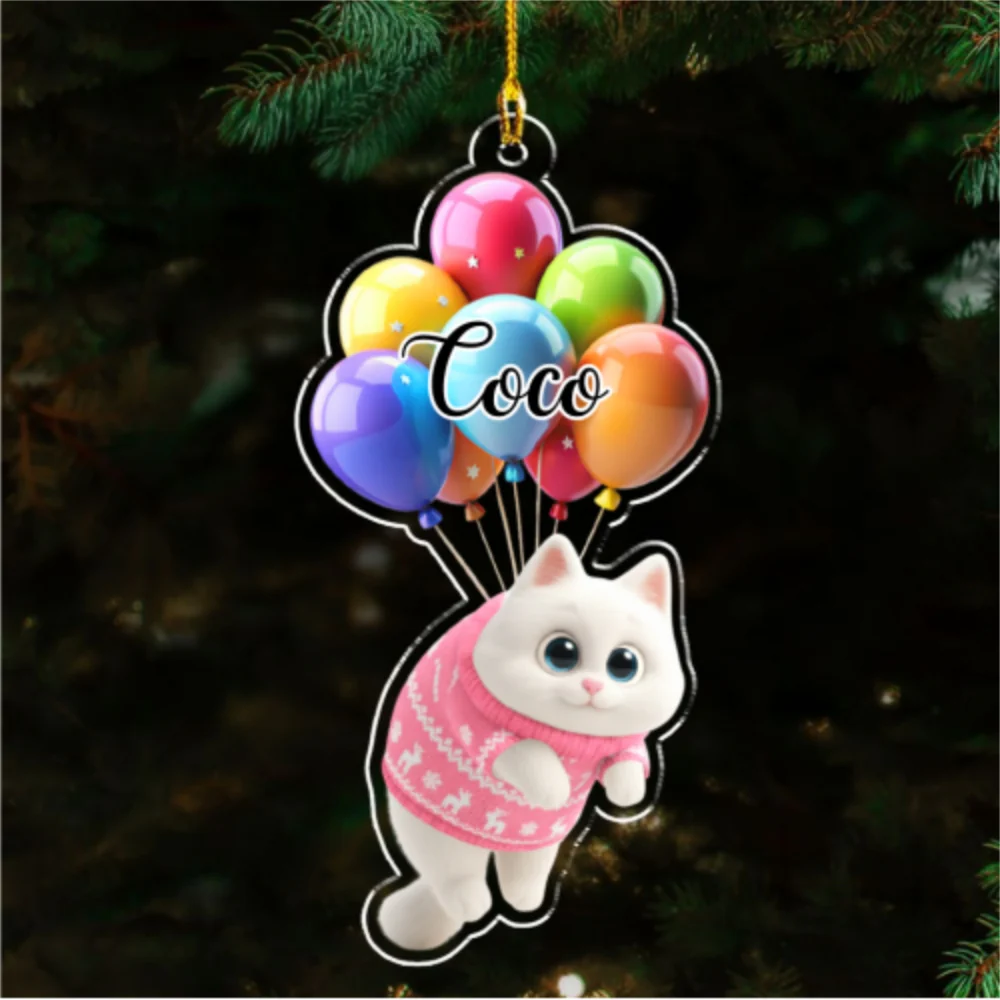 Cat Hanging Cartoon - Personalized Custom Acrylic Ornament - Image 7