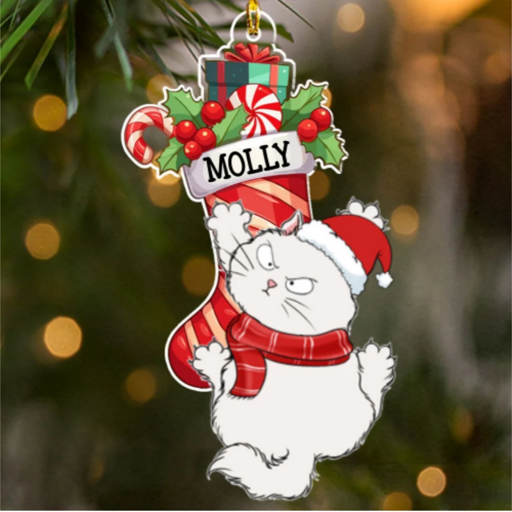 Cat Scratching - Personalized Custom Acrylic Ornament - Image 5