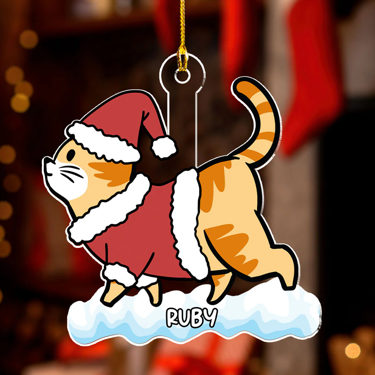 Cat Snow - Personalized Custom Acrylic Ornament - Image 3