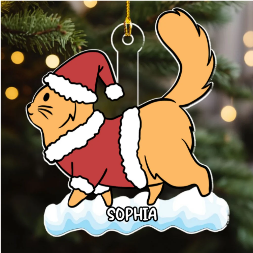 Cat Snow - Personalized Custom Acrylic Ornament - Image 5