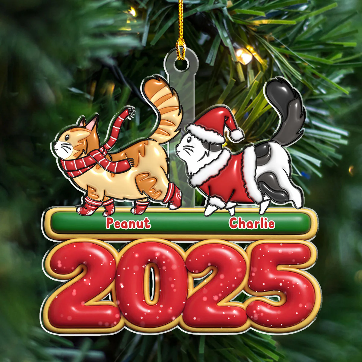 Cat Walks - Personalized Custom Acrylic Ornament - Image 3