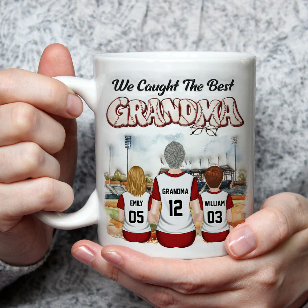 Caught The Best Grandma - Personalized Custom 3D Inflated Effect Mug - Image 5