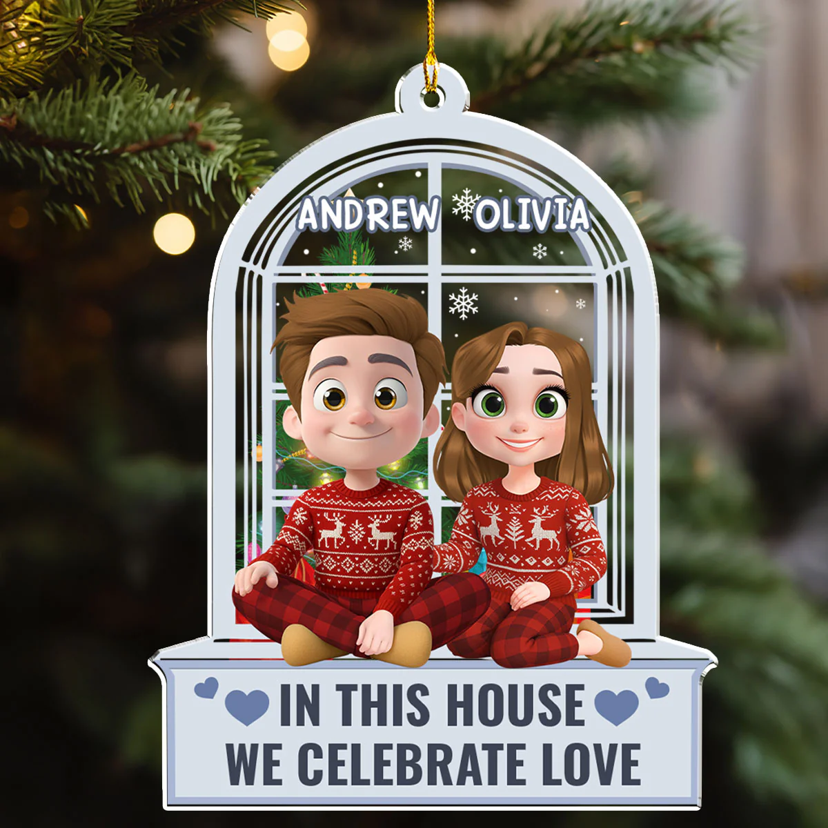 Celebrate Love Window - Personalized Custom Acrylic Ornament - Image 3