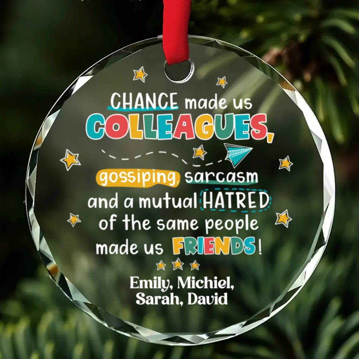 Chance Made Us Colleagues - Personalized Custom Glass Ornament - Image 6