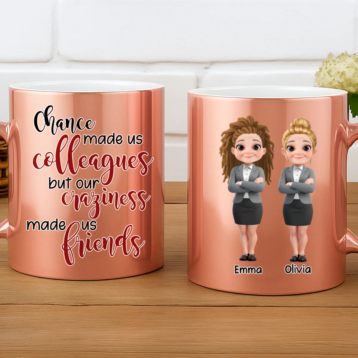Chance Made Us Colleagues  - Personalized Custom Metallic Mug - Image 8