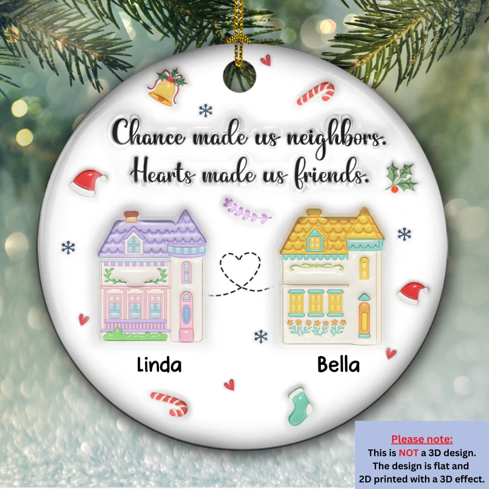Chance Made Us Neighbors - Personalized Custom 3D Inflated Effect Ceramic Ornament - Image 5