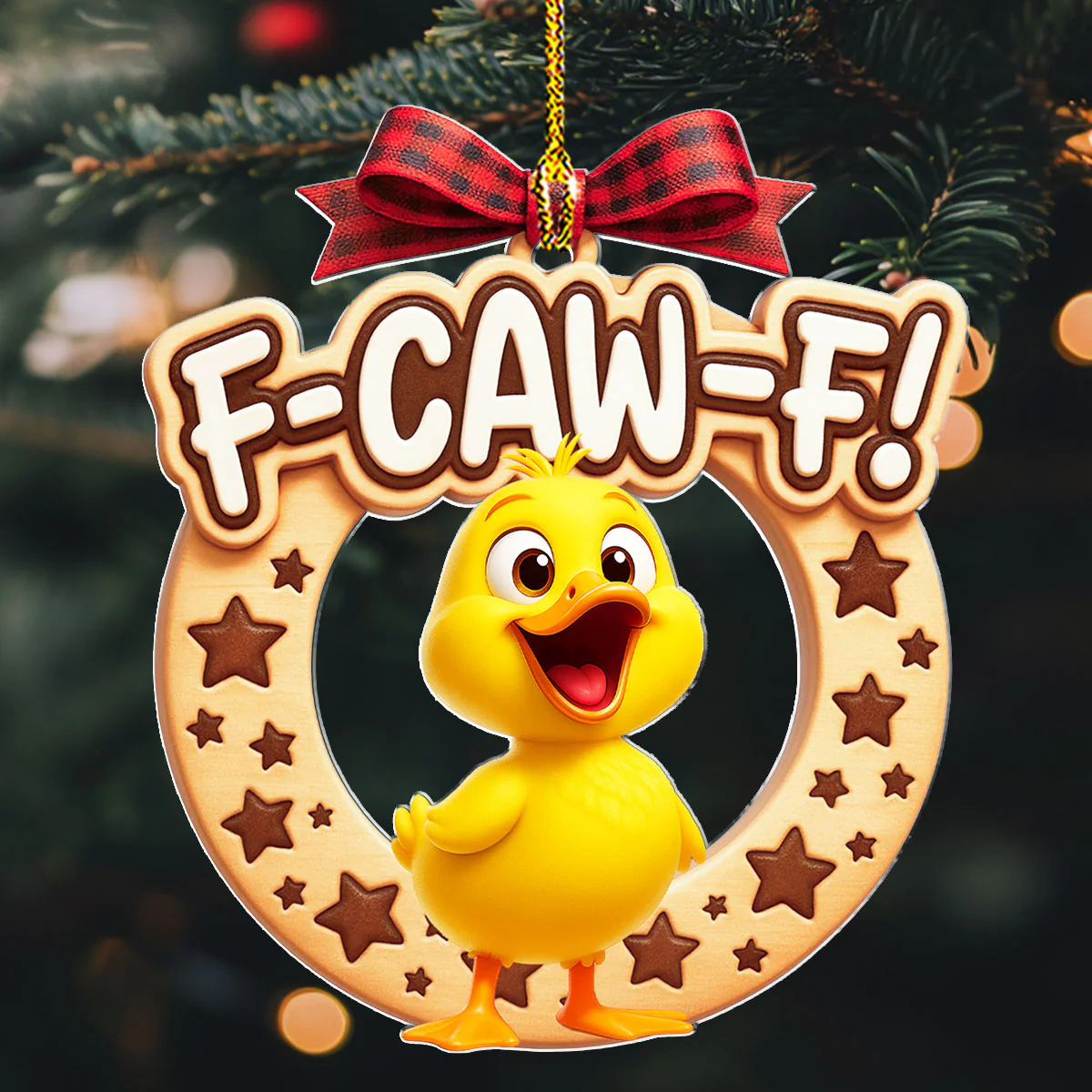 Chaos Comes At Weird Frequency - Personalized Custom 3D Effect Wood Ornament - Image 3