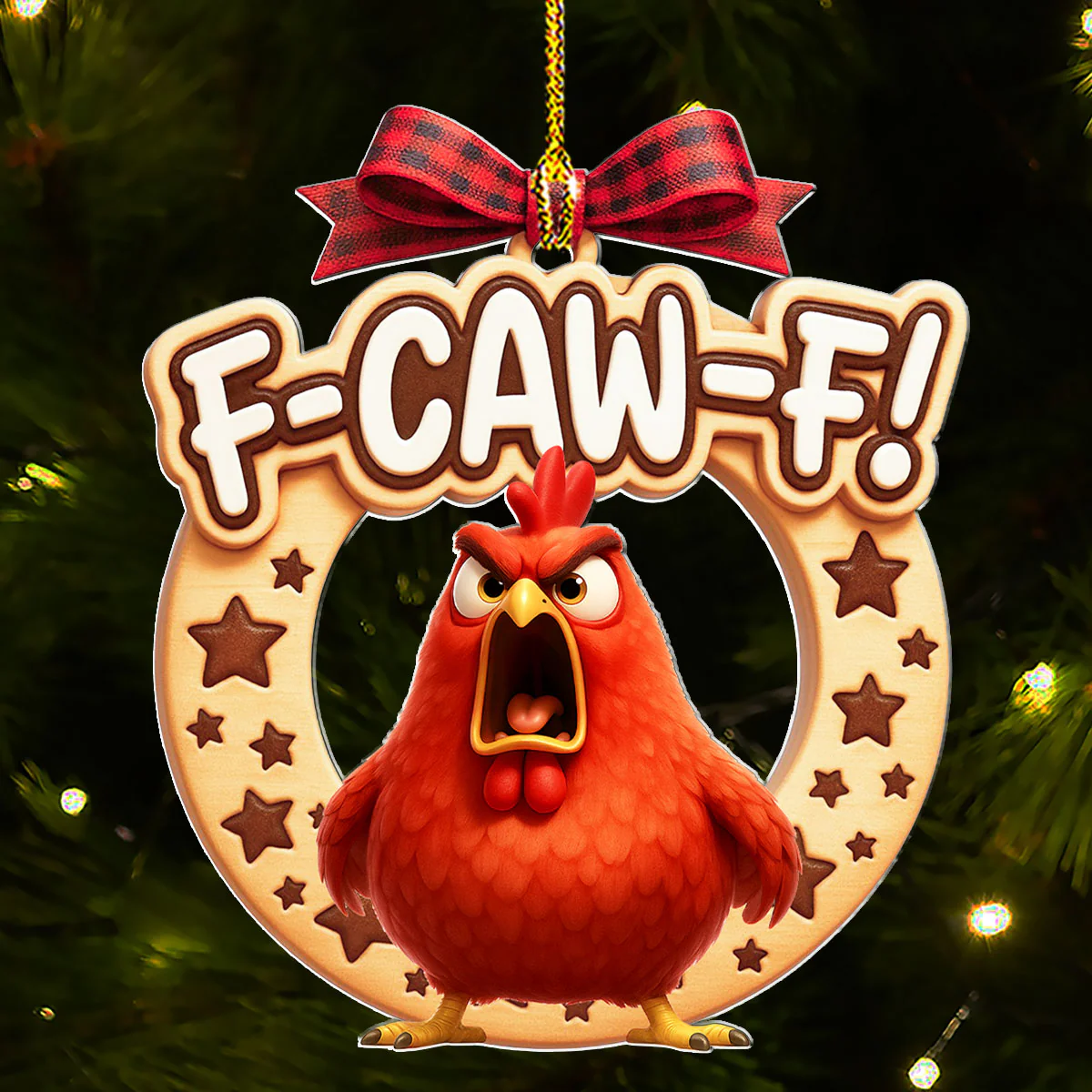 Chaos Comes At Weird Frequency - Personalized Custom 3D Effect Wood Ornament - Image 4