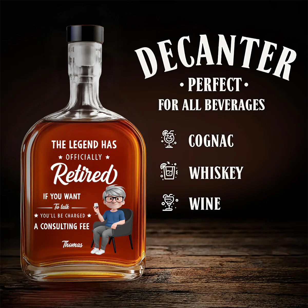 Charged For Talking - Personalized Custom Spirits Decanter - Image 4