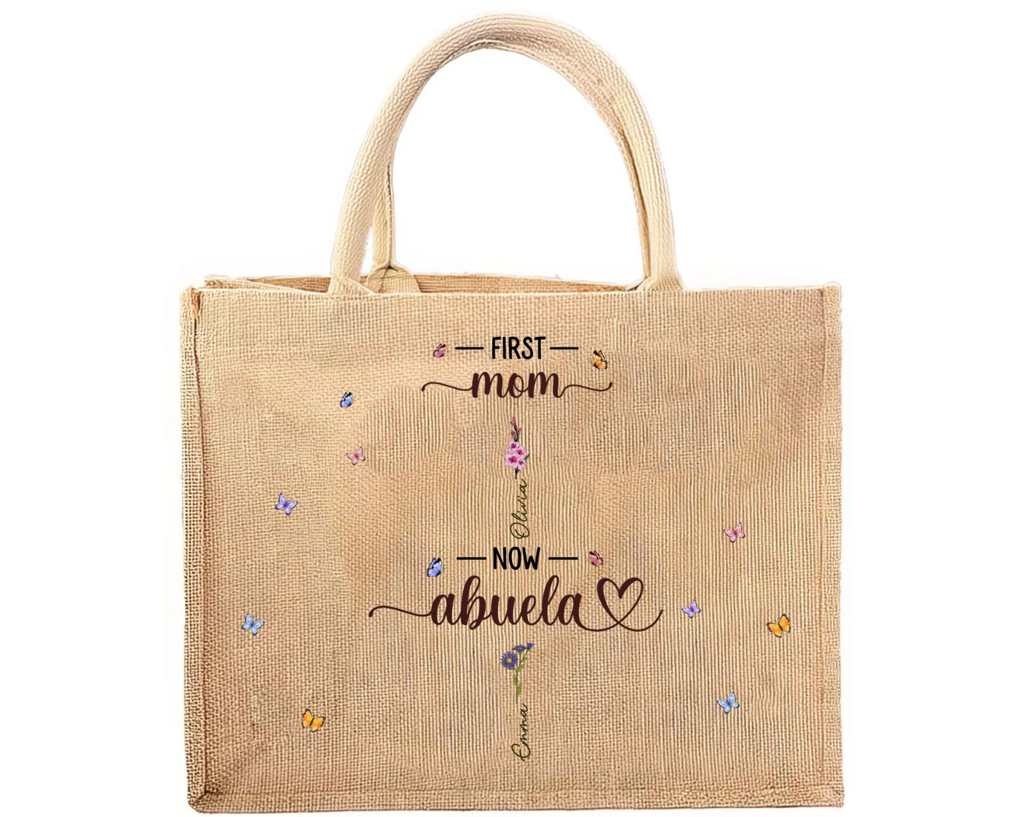 Charming Flowers Of Grandma - Personalized Custom Jute Tote Bag - Image 7