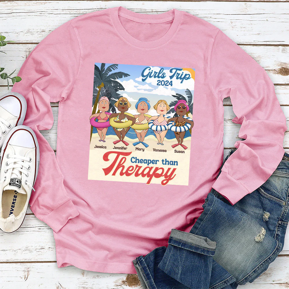 Cheaper Than Therapy - Personalized Custom Long Sleeve T-shirt - Image 3