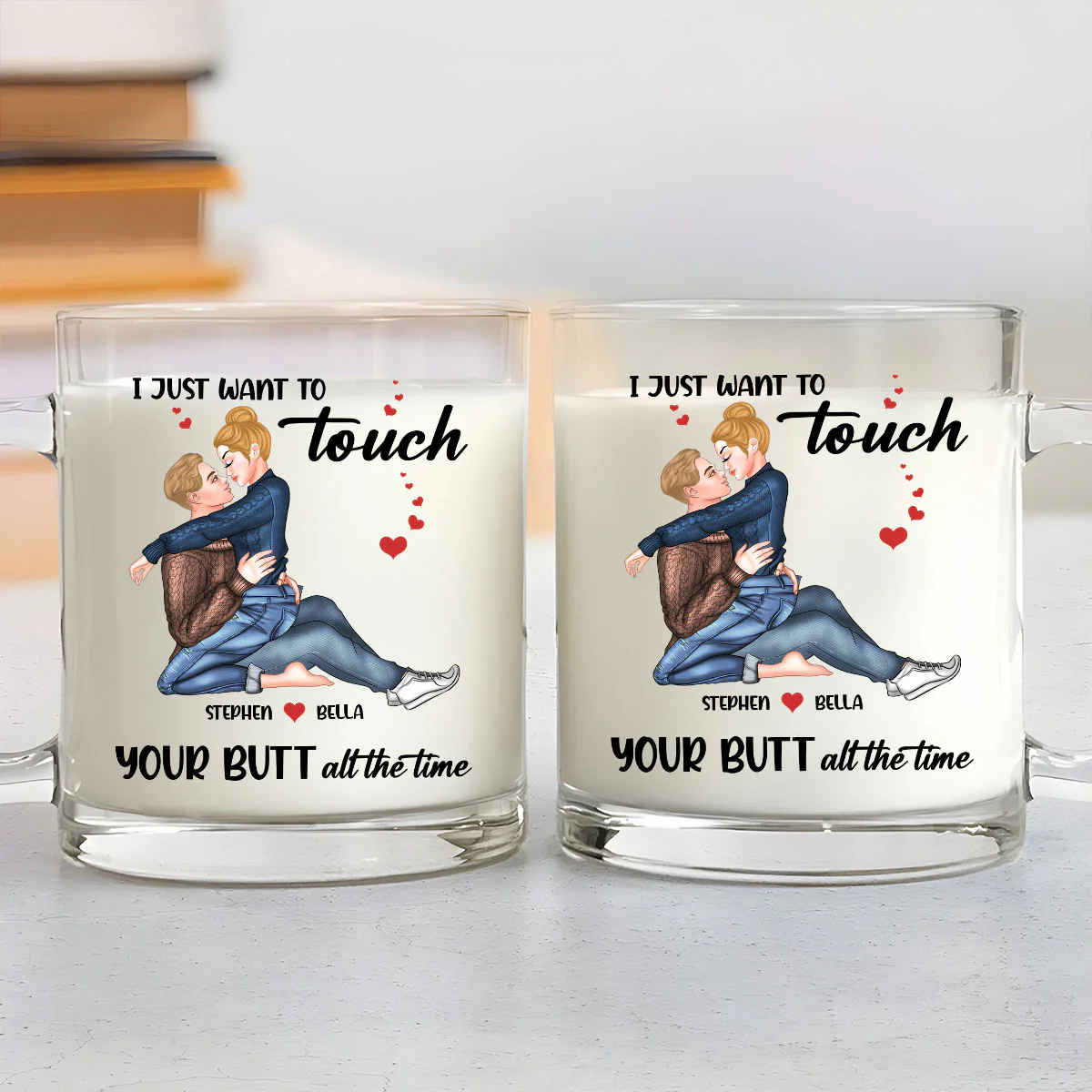 Cheeky Love - Personalized Custom Glass Mug - Image 3
