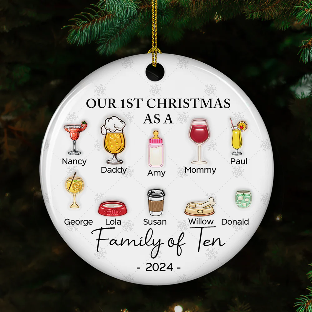 Cheering First Christmas As A Family - Personalized Custom 3D Inflated Effect Ceramic Ornament - Image 5