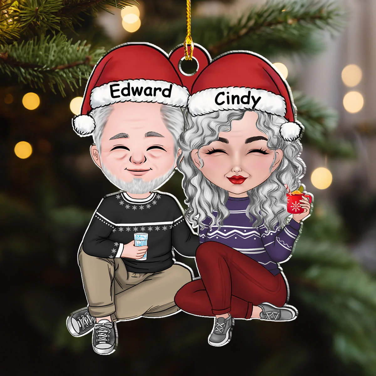 Cheers To A Merry Christmas - Personalized Custom Acrylic Ornament - Image 3
