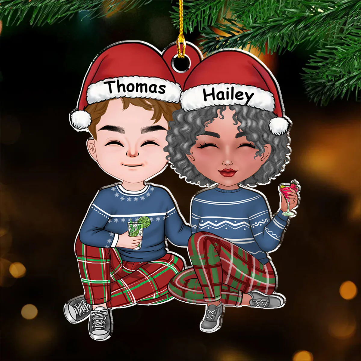 Cheers To A Merry Christmas - Personalized Custom Acrylic Ornament - Image 4