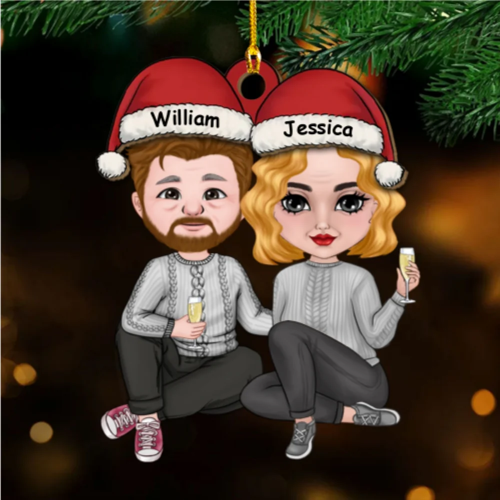 Cheers To A Merry Christmas - Personalized Custom Acrylic Ornament - Image 6