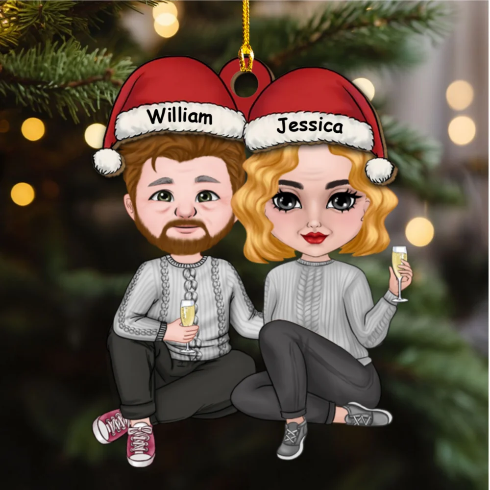 Cheers To A Merry Christmas - Personalized Custom Wood Ornament - Image 5