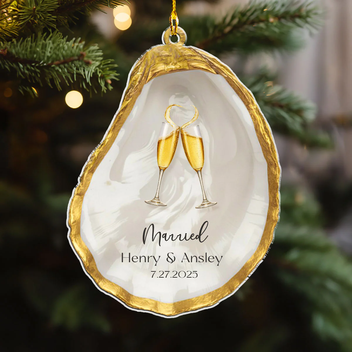 Cheers to Forever - Personalized Custom Acrylic Ornament   - Image 3
