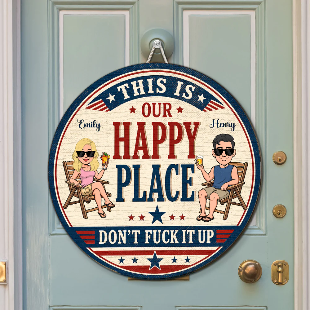 Cheers To Our Happy Place - Personalized Custom Wood Sign - Image 2