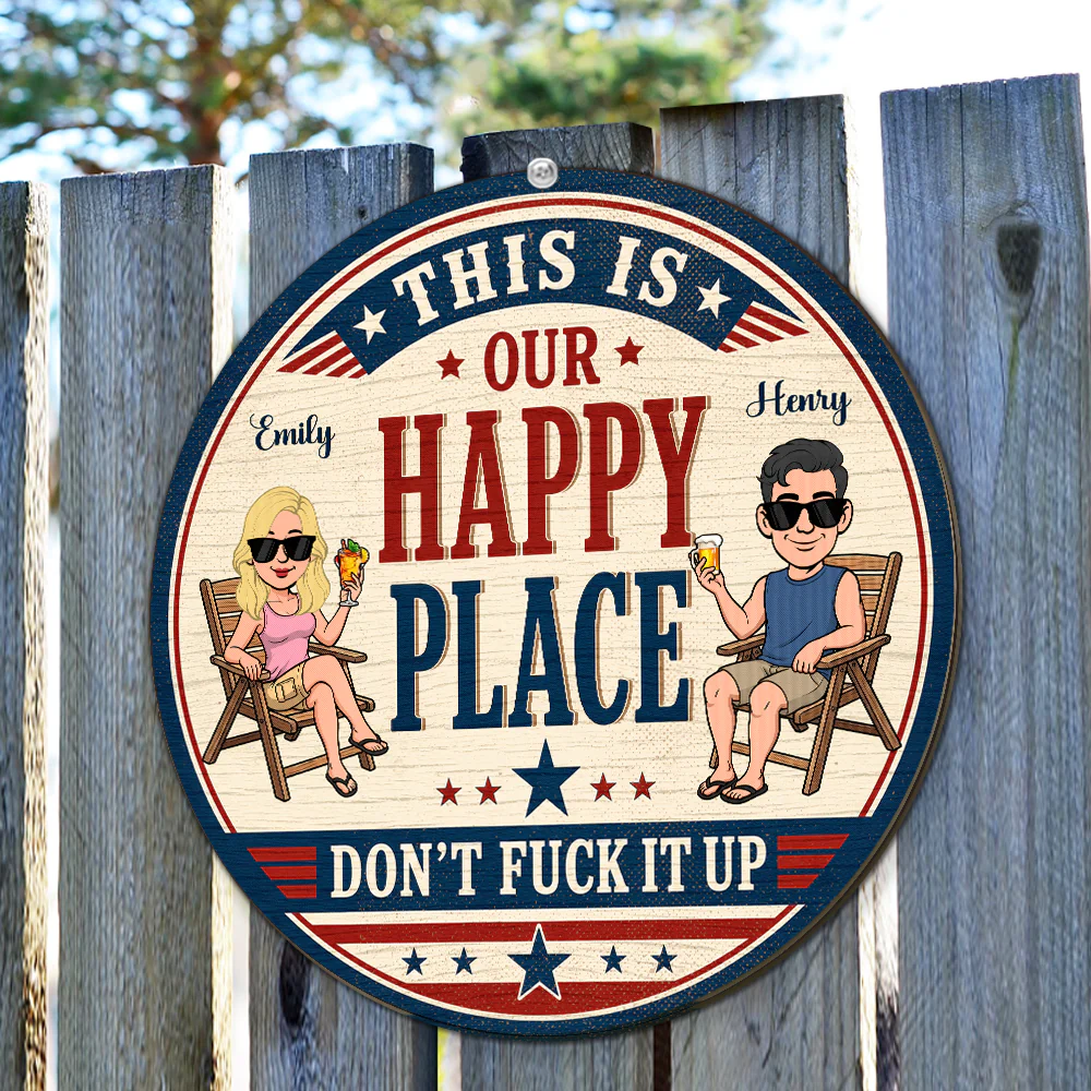 Cheers To Our Happy Place - Personalized Custom Wood Sign - Image 5