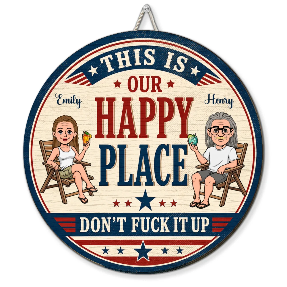 Cheers To Our Happy Place - Personalized Custom Wood Sign - Image 6