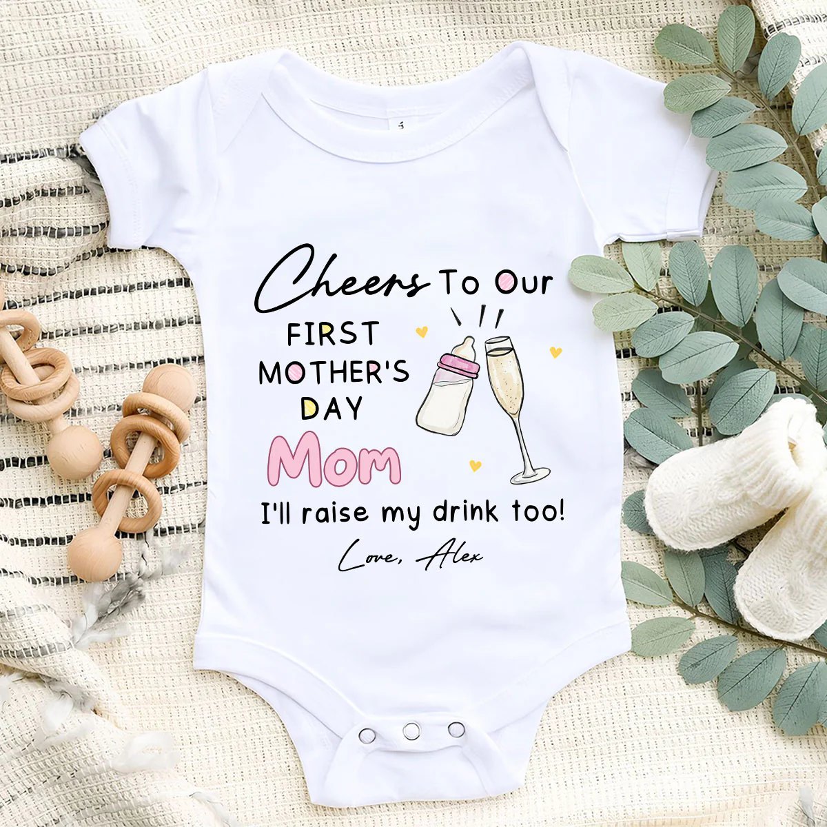 Cheers To Our - Personalized Custom Baby Onesie - Image 5