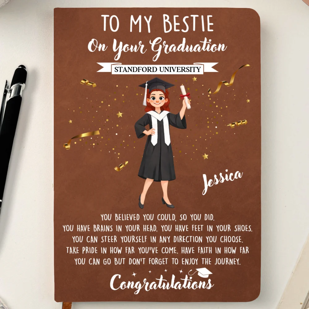 Cheers To The Graduate - Personalized Custom Leather Journal - Image 8