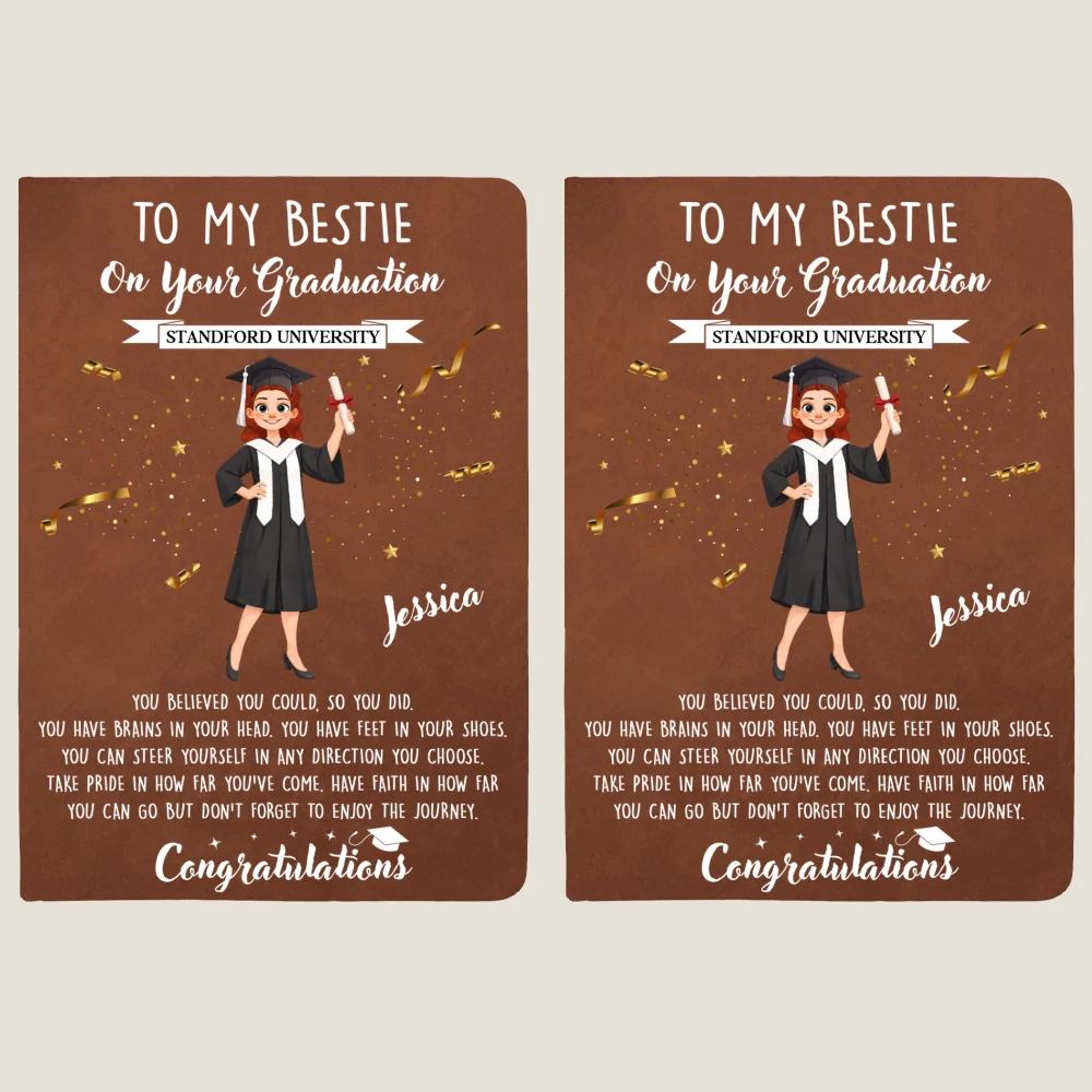 Cheers To The Graduate - Personalized Custom Leather Journal - Image 9