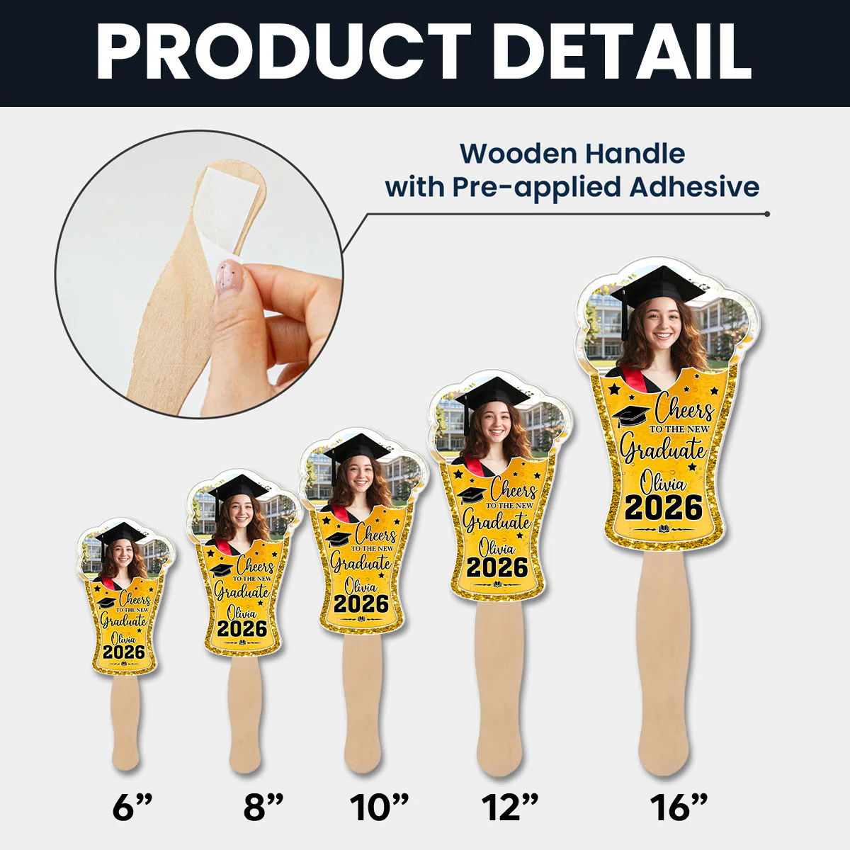 Cheers To The New Graduate - Personalized Custom Hand Fan - Image 5