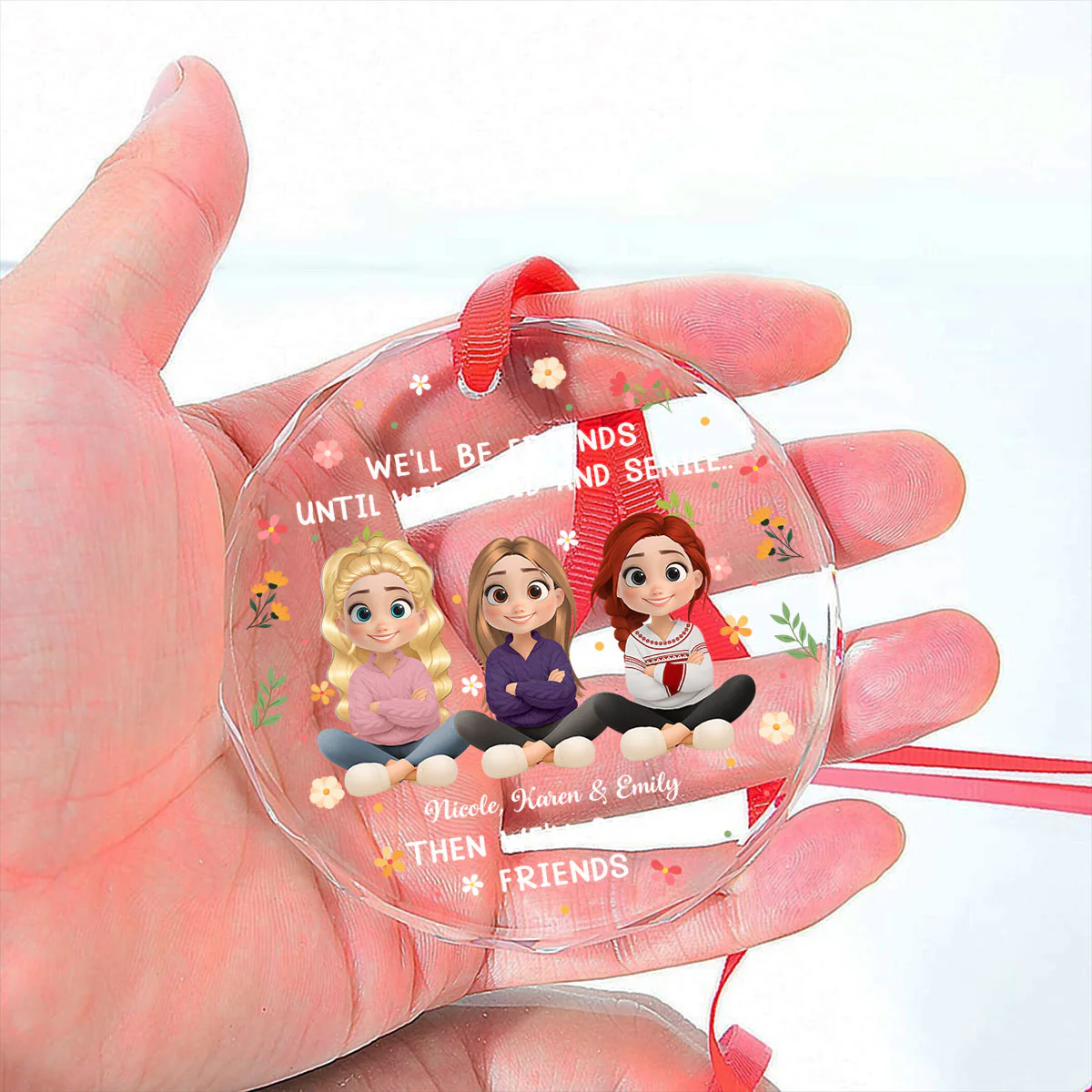 Cheers To Us Forever Friends - Personalized Custom Glass Ornament - Image 2