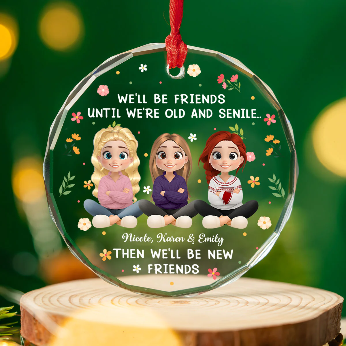 Cheers To Us Forever Friends - Personalized Custom Glass Ornament - Image 4